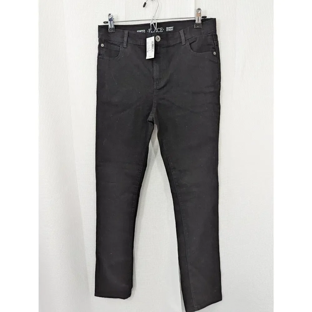 NWT@$97! THE CHILDRENS PLACE! RICH BLACK DENIM STRETCH SKINNY JEANS! SZ 18